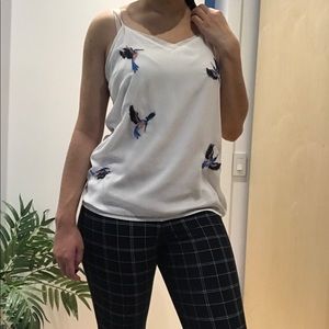 RW&CO chiffon spaghetti strap embroidered blouse